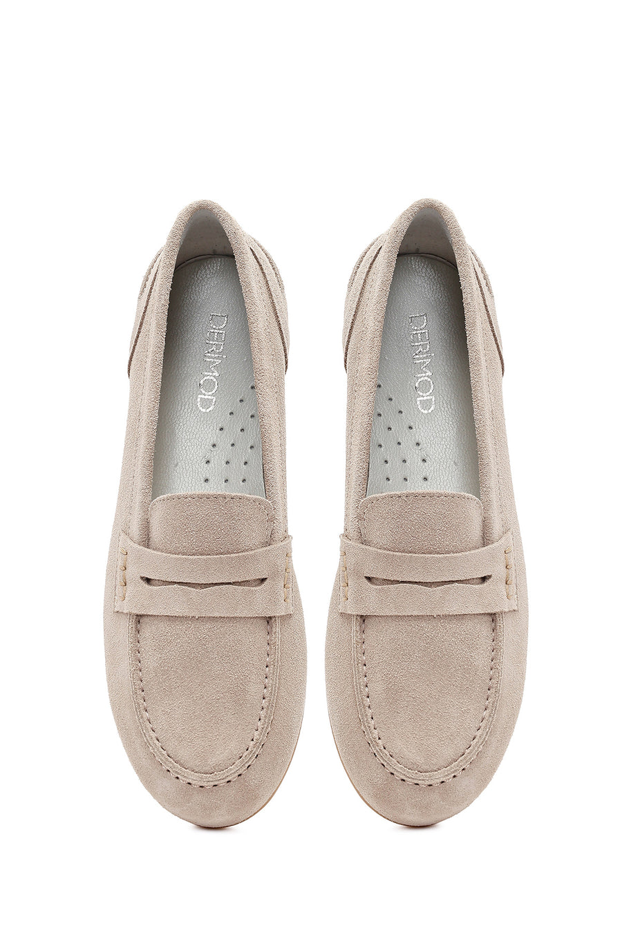 Women's Beige Suede Leather Loafer