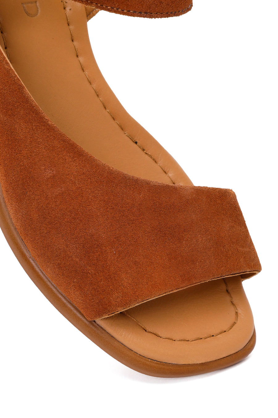 Woman Dark Powder Ankle-Buckle Low-Heel Suede Leather Sandals