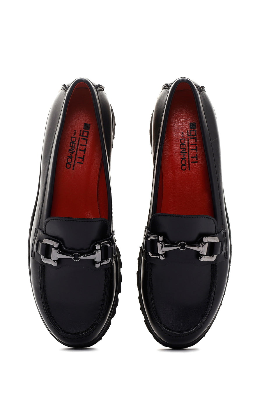 Derimod Gritti Kadın Siyah Deri Klasik Loafer