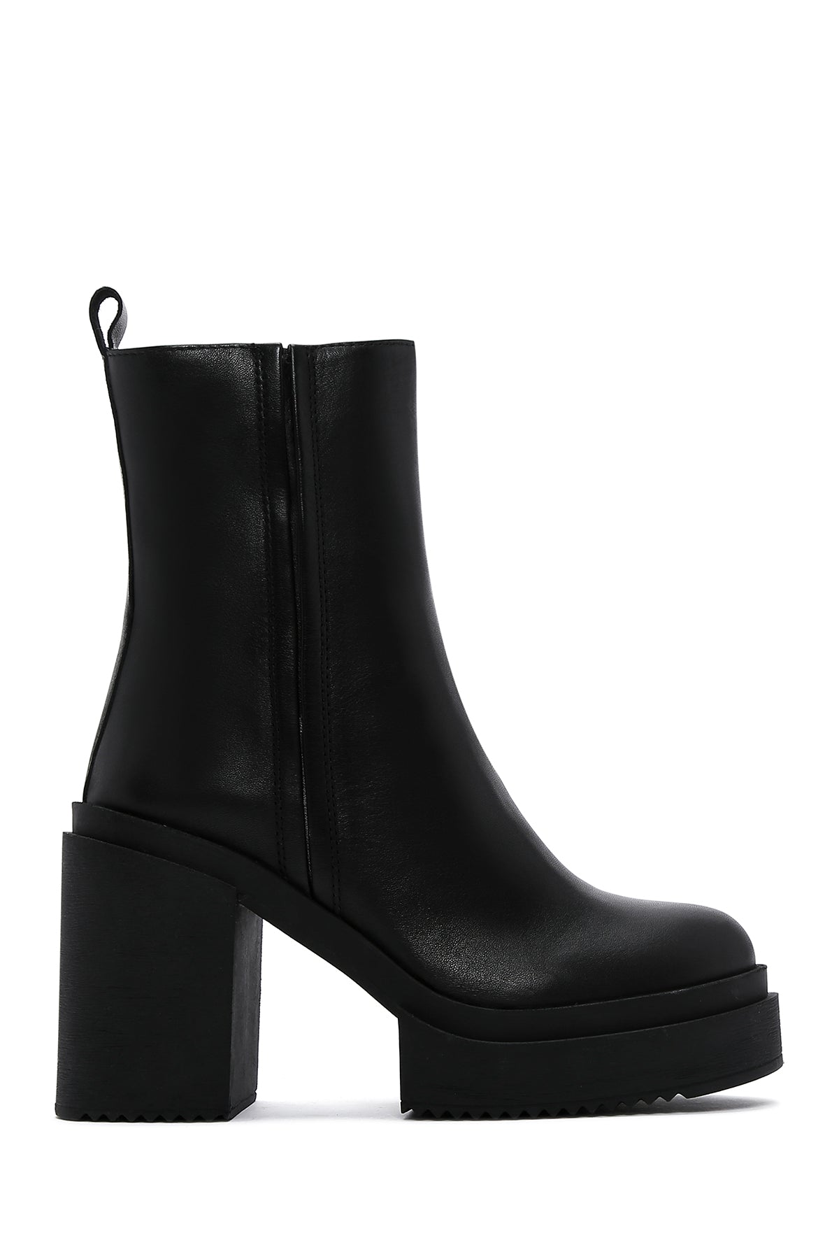 Women's Black Leather Platform Heeled Boots 23WFD551218 | Derimod