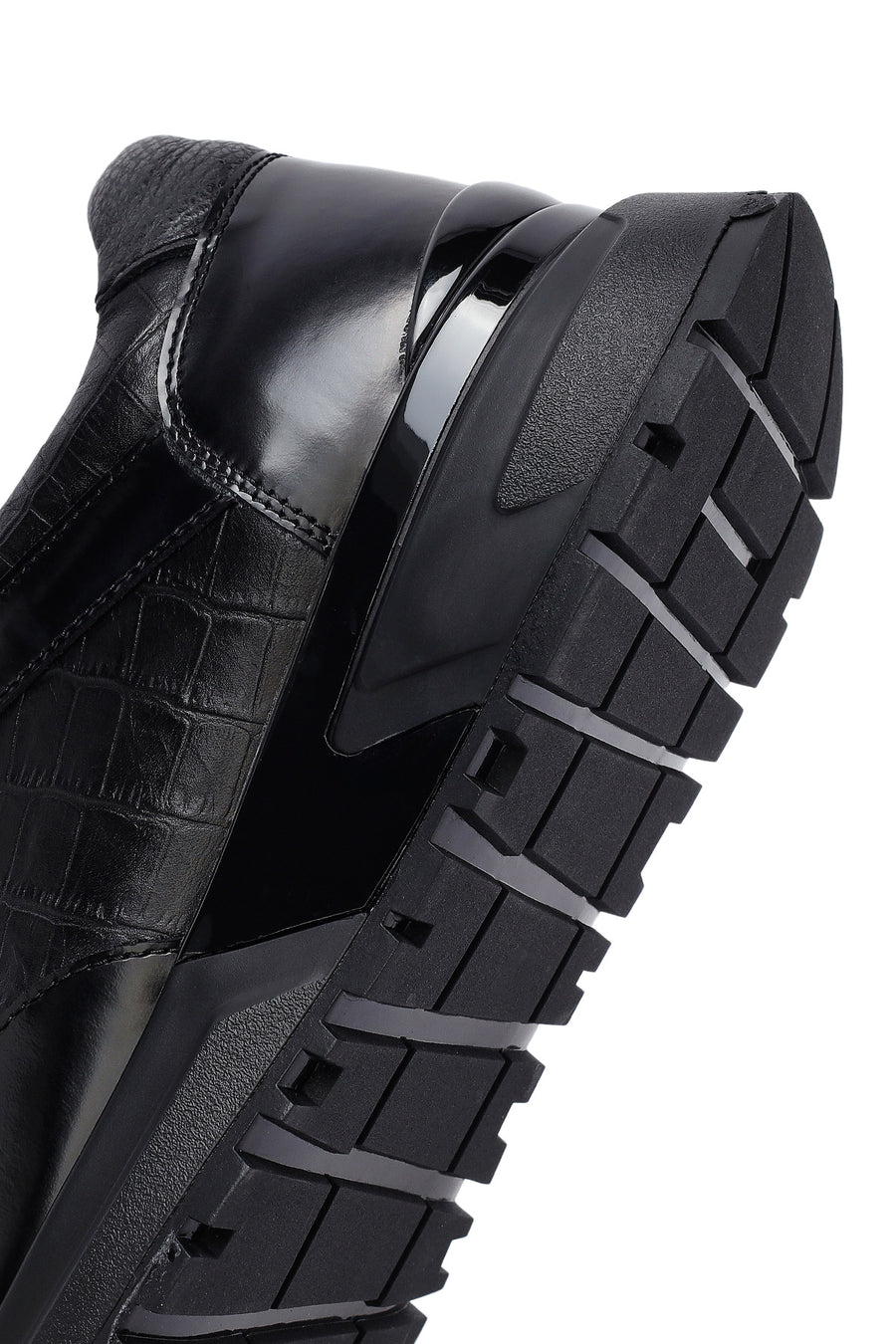 Erkek Siyah Bağcıklı Deri Casual Sneaker