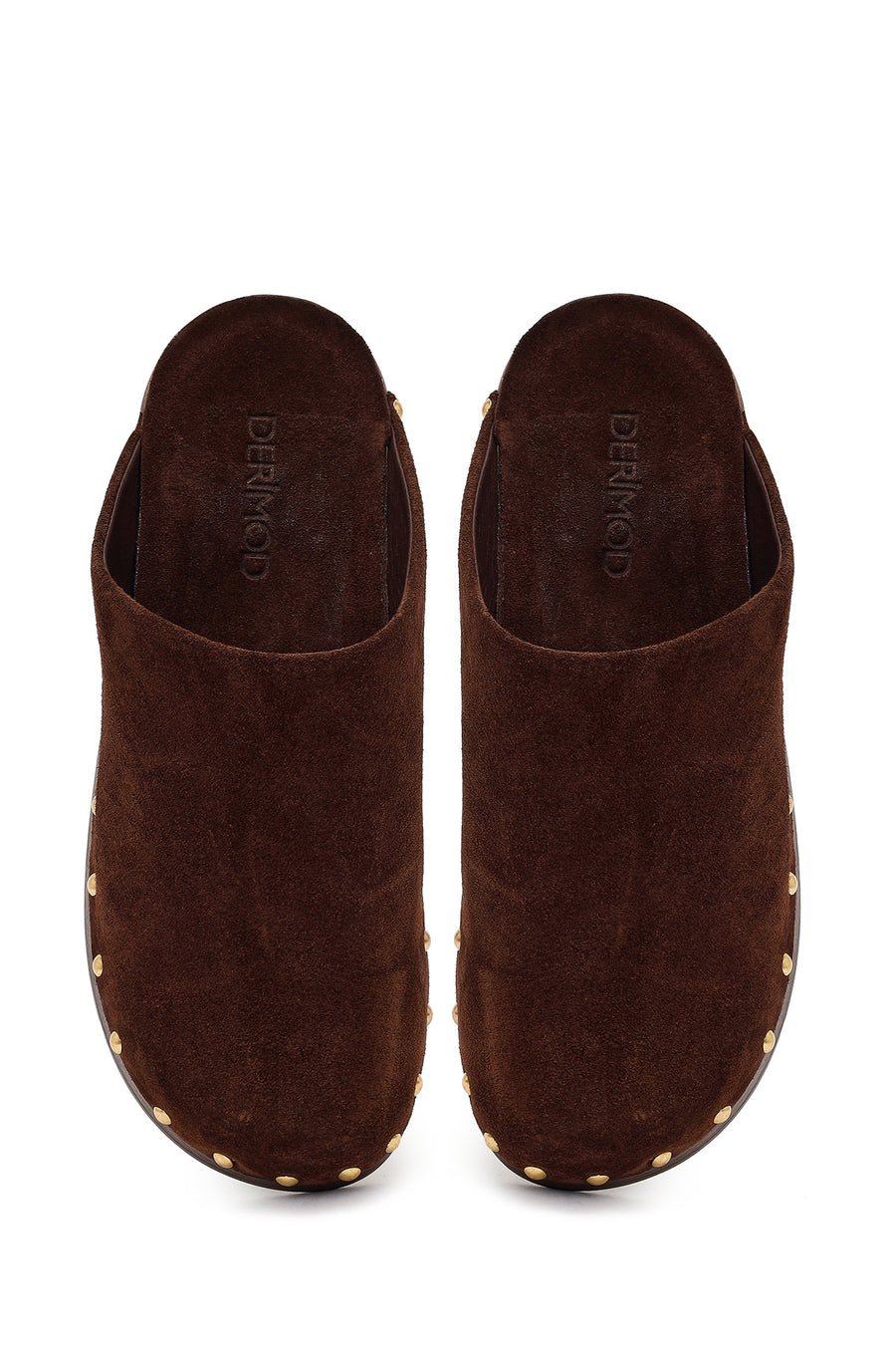 Women's Brown Platform Suede Leather Slippers