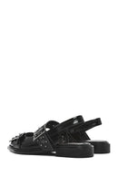 Women's Black Open Back Buckled Patent Leather Ballerinas | Derimod