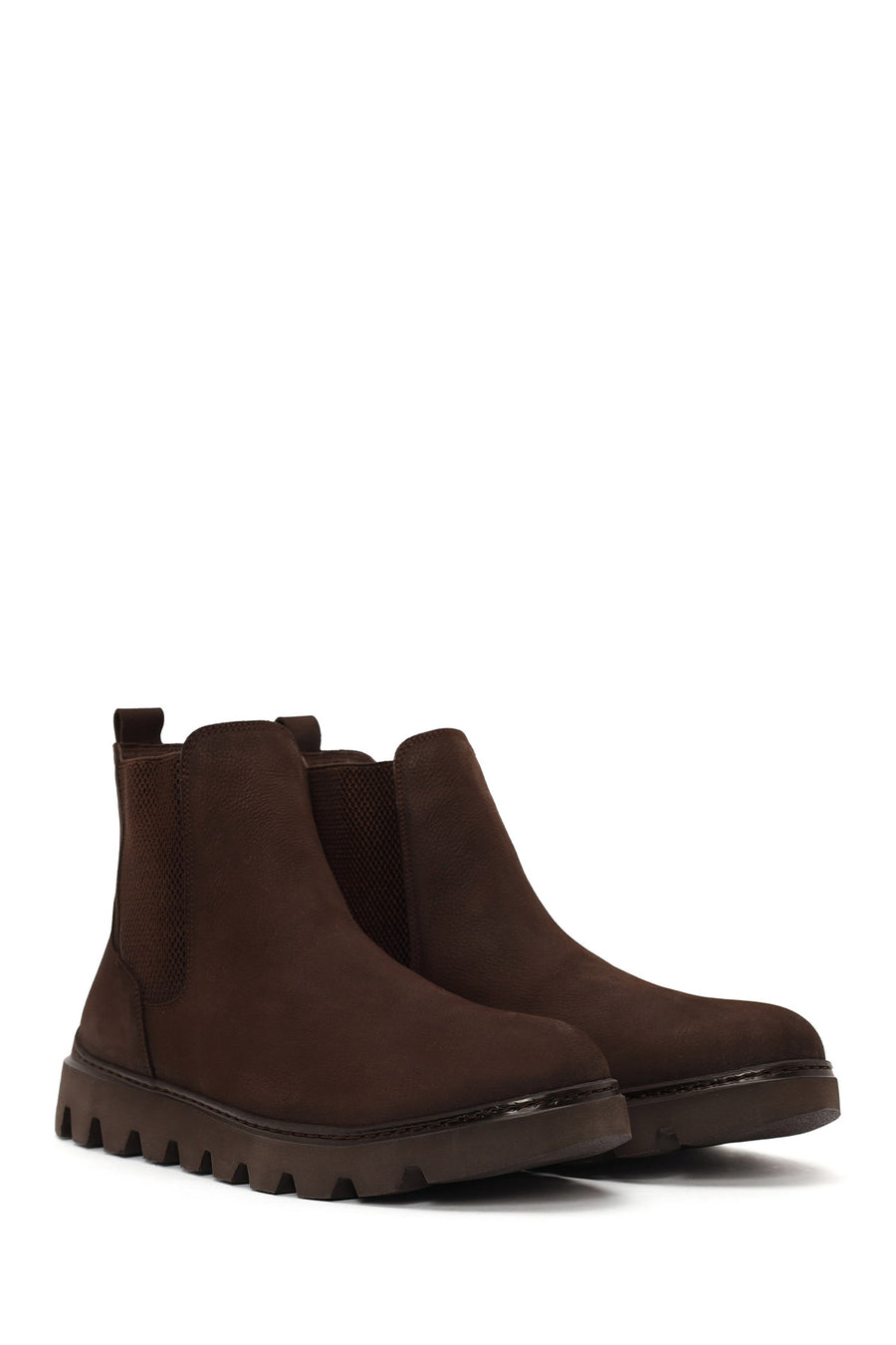 Male Brown Thick-Soled Nubuck Leather Chelsea Boots