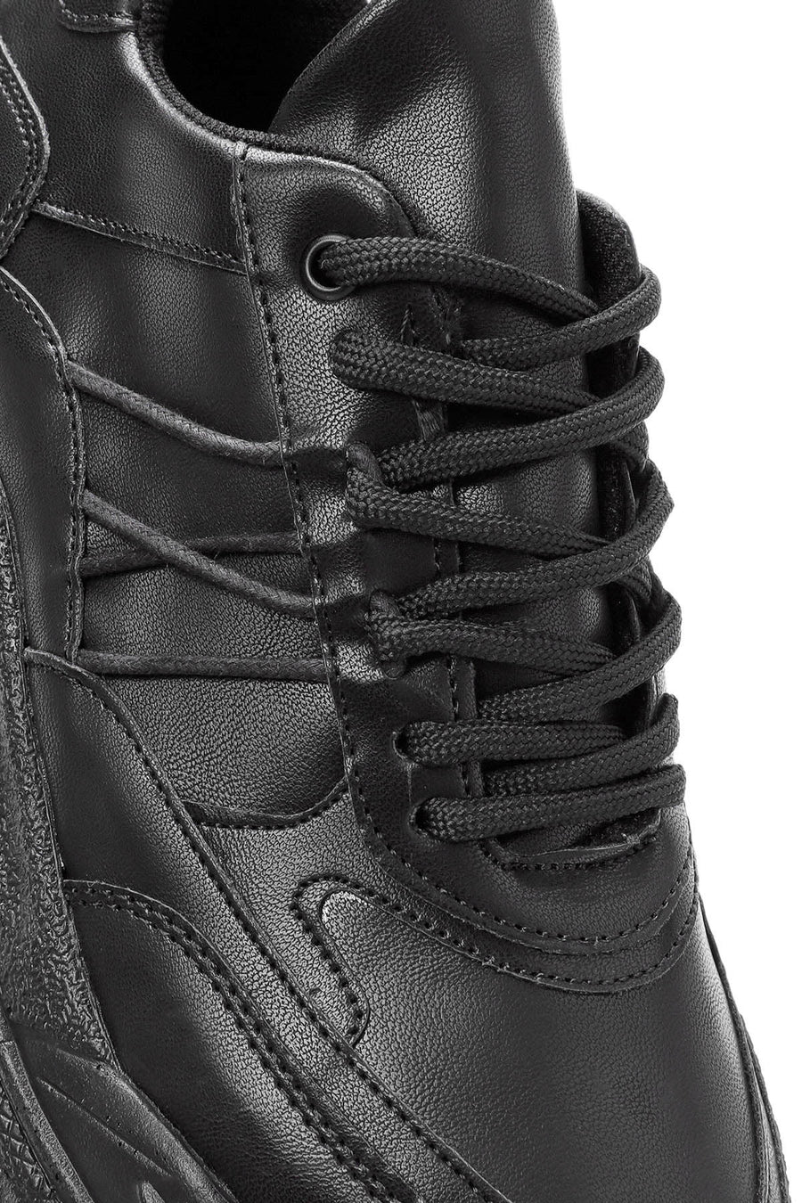 Kadın Siyah Bağcıklı Kalın Tabanlı Sneaker