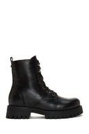 Women's Black Leather Thick Soled Boots | Derimod