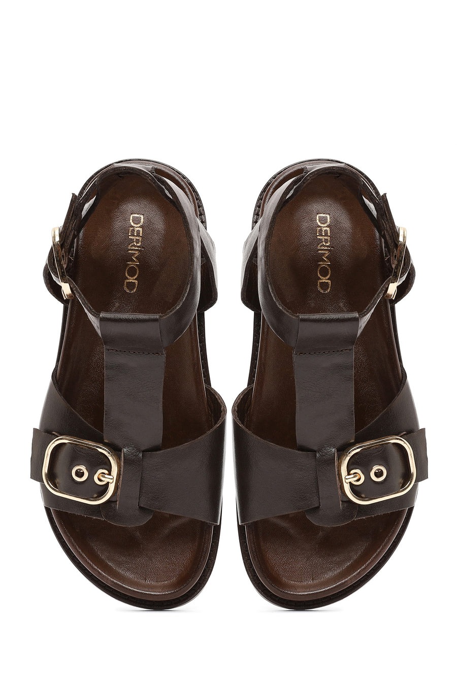 Women's Brown Ankle Strap Leather Sandals