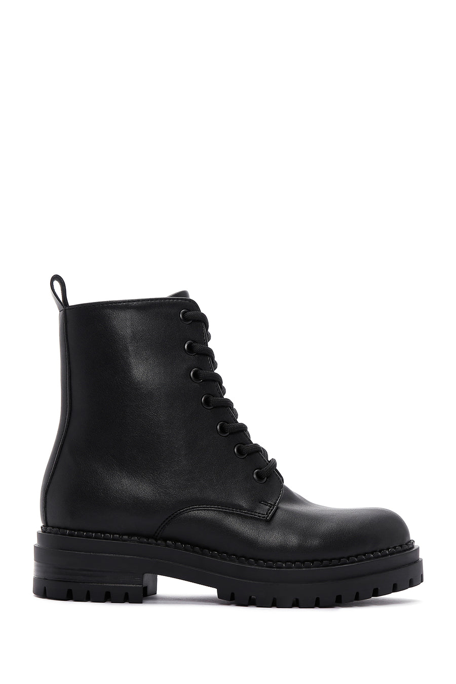 Women's Black Lace-Up Zipper Detailed Combat Boots 24WFE220518 | Derimod