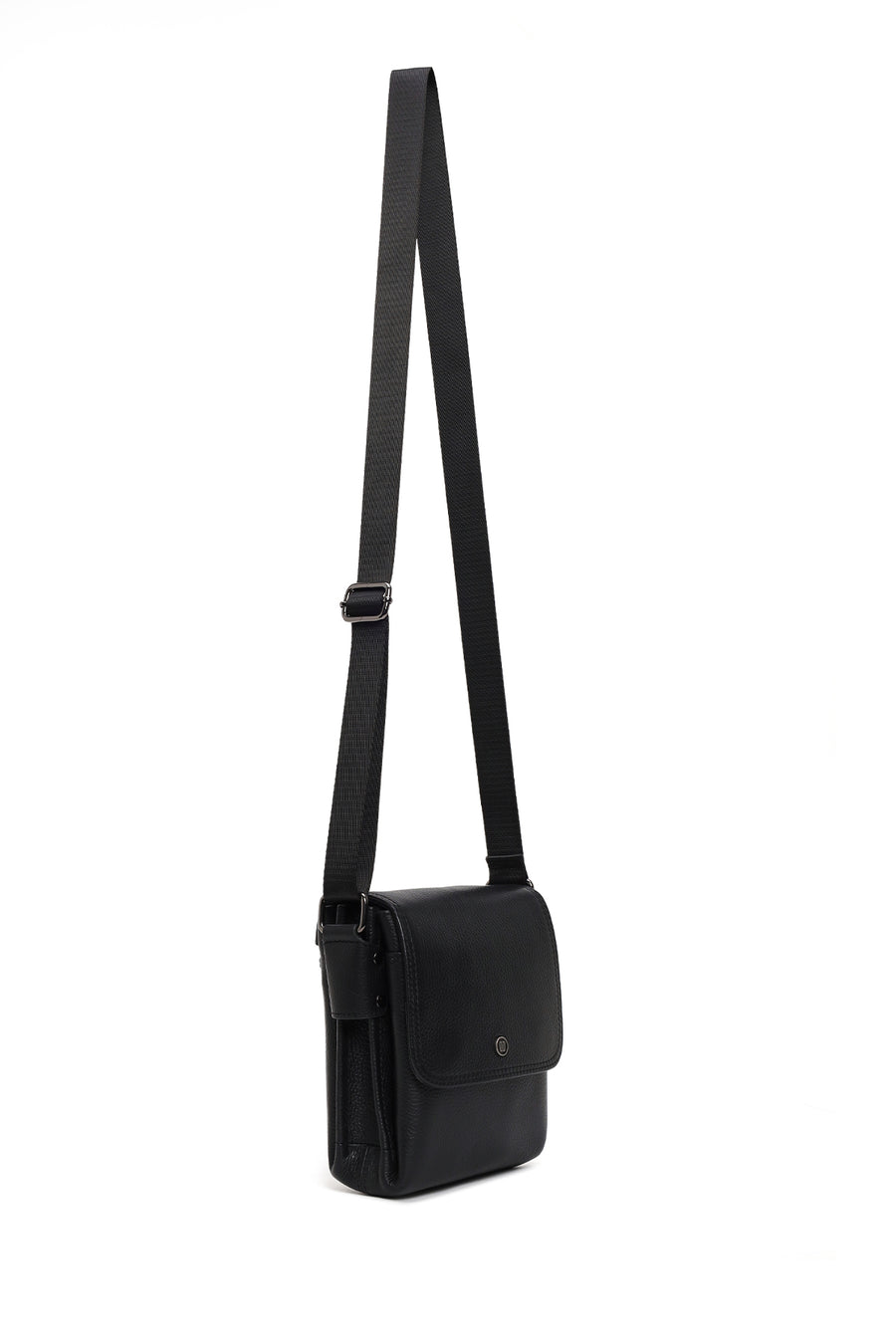 Male Black Leather Messenger Bag