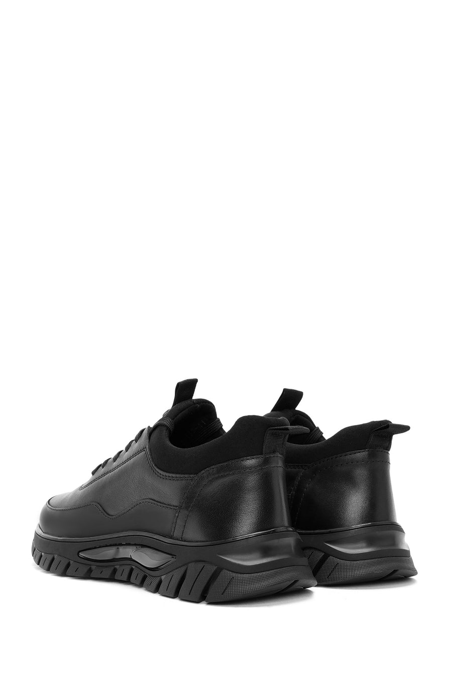 Men's Black Lace-up Leather Sneaker
