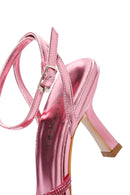 Kadın Pembe Bilekten Bantlı Taşlı İnce Topuklu Sandalet | Derimod