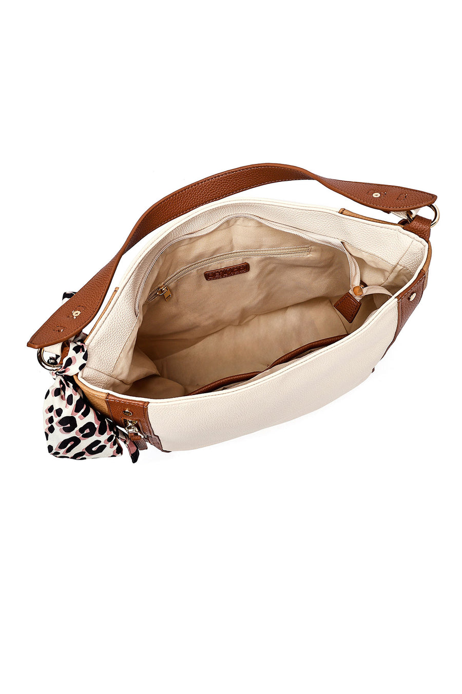 Women's Beige Long Strap Classic Shoulder Bag