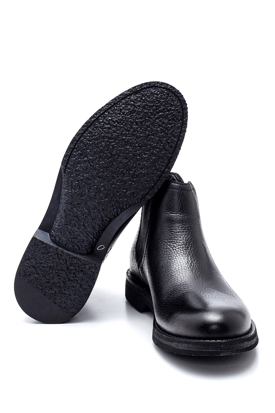 Men's Black Leather Chelsea Flat Boots