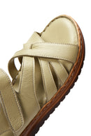 Women's Green Leather Comfort Sandals | Derimod