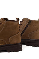 Male Beige Zip Closure Thick-Soled Nubuck Leather Boots | Derimod