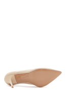 Women's Beige Heeled Leather Stiletto | Derimod