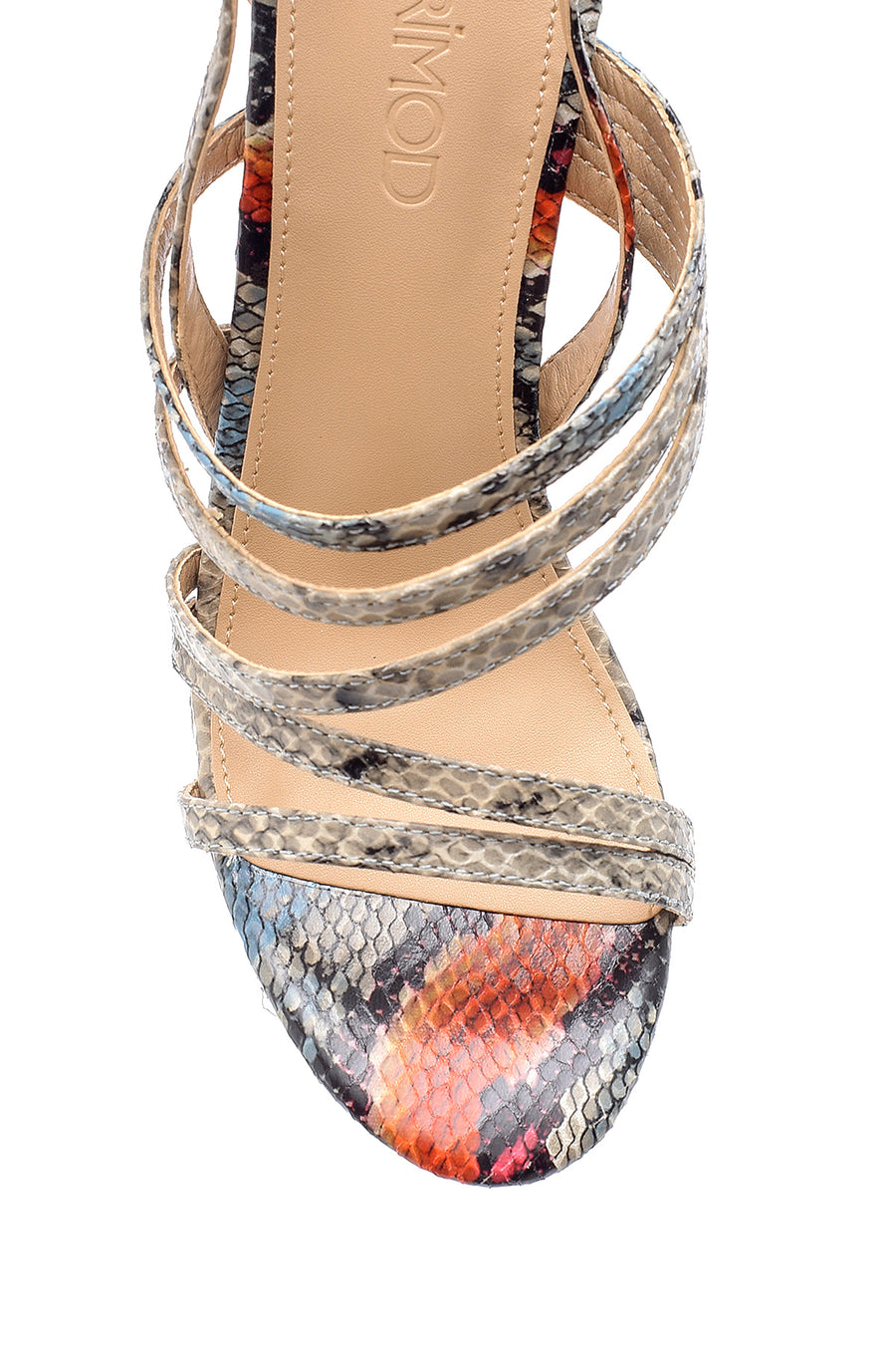 Women's Snakeskin Patterned Heeled Sandals