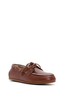 Women's Tan Leather Masculine Loafer | Derimod