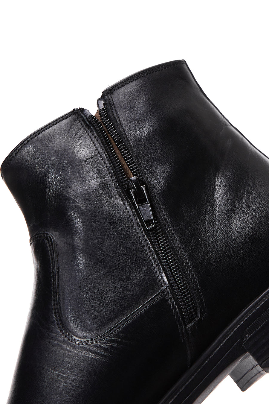 Men's Black Leather Casual Zipper Boots