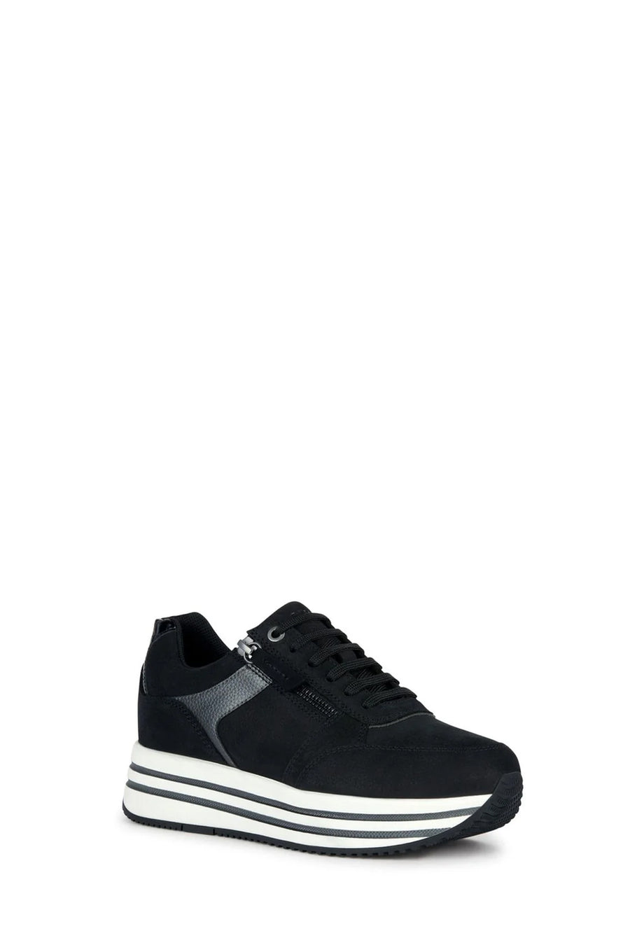 Geox Kadın Siyah Kency Kalın Tabanlı Bağcıklı Deri Sneaker