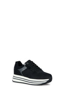 Geox Women's Black Kency Thick Sole Lace-Up Leather Sneaker | Derimod