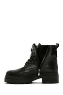 Women's Black Zippered Leather Boots | Derimod