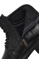 Male Black Zip Closure Leather Combat Boots | Derimod