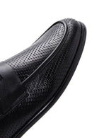 Men's Black Leather Printed Classic Loafer | Derimod