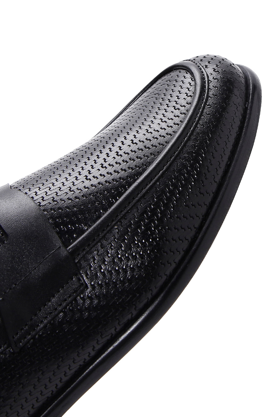 Erkek Siyah Deri Baskılı Klasik Loafer