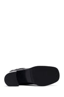 Women's Black Thick Heeled Leather Chelsea Boot | Derimod