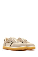 Women's Beige Lace-Up Thick-Soled Patterned Sport Shoe | Derimod