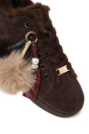 Woman Brown Lace-Up Charmed Suede Teddy Sneaker | Derimod