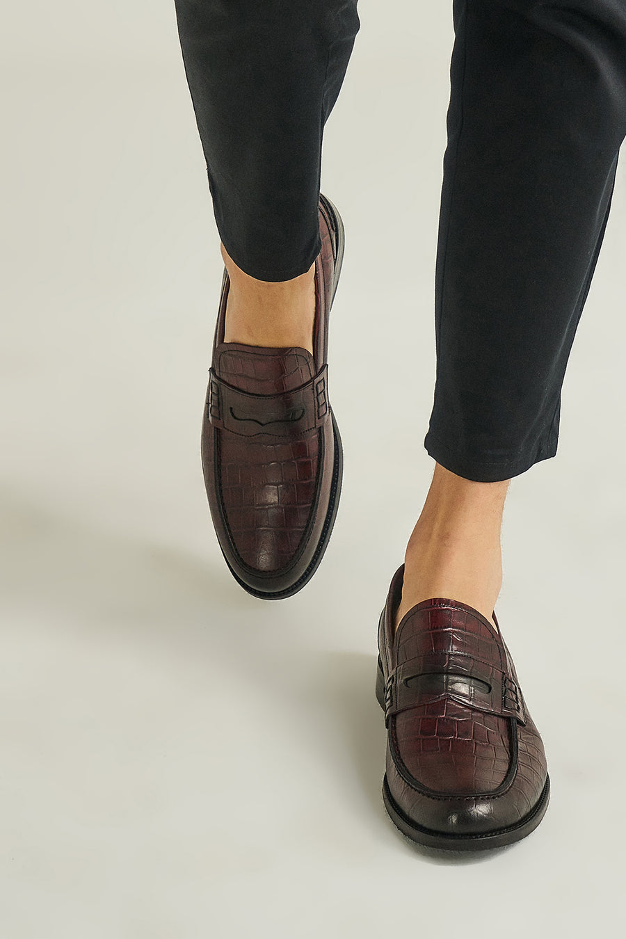 Crocodile Patterned Men's Leather Shoes