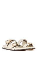 Woman Cream Double-Buckle Slippers | Derimod