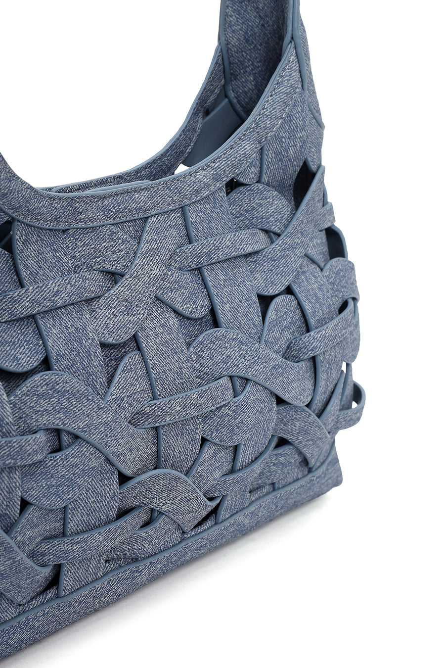 Woman Jean Blue Knitted Shoulder Bag