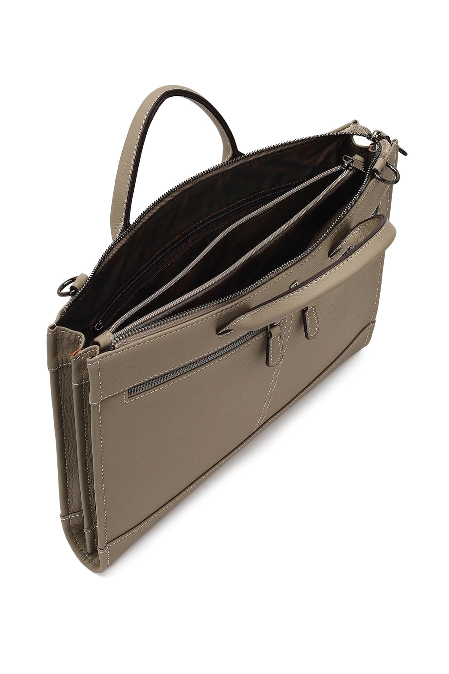 Men's Taupe Long Strap Leather Briefcase