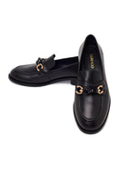 Woman Black Buckled Leather Masculine Loafer | Derimod