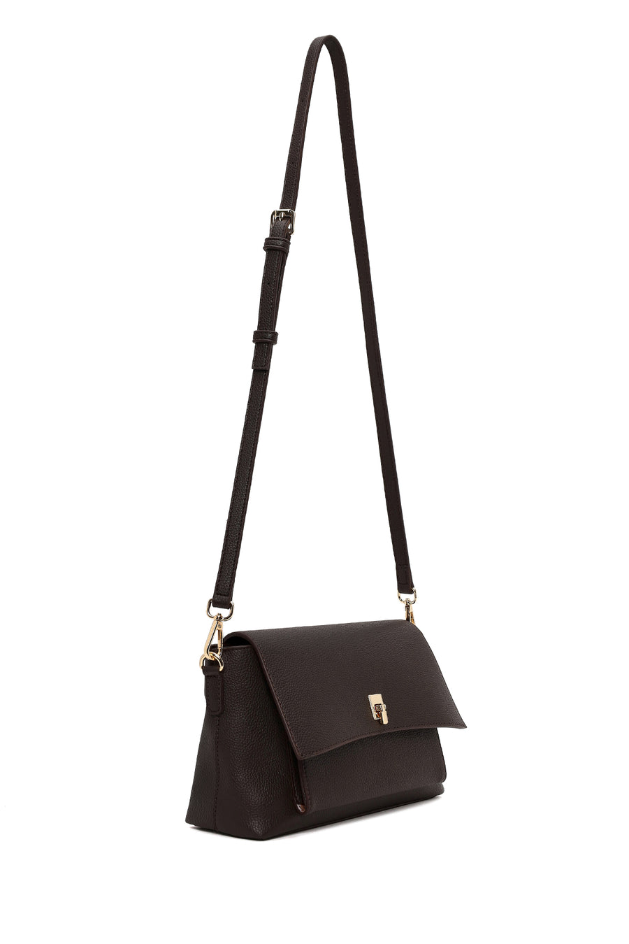Woman Brown Classic Crossbody Bag with Long Strap