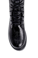 Women's Wrinkled Patent Leather Lace Up Boots | Derimod