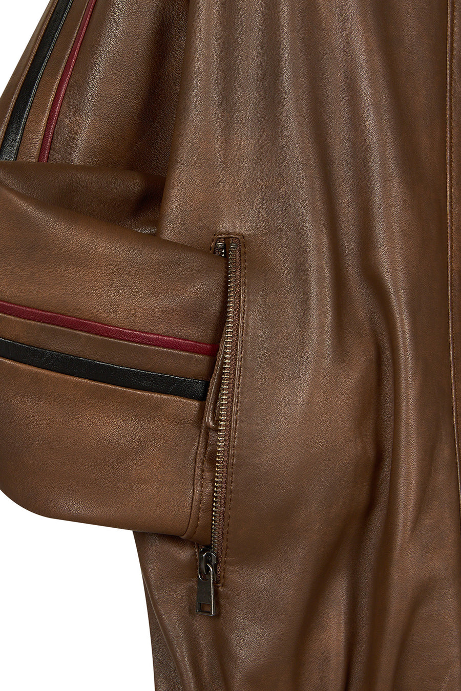 Nana Woman Brown Shirt-Collar Oversize Short Leather Jacket