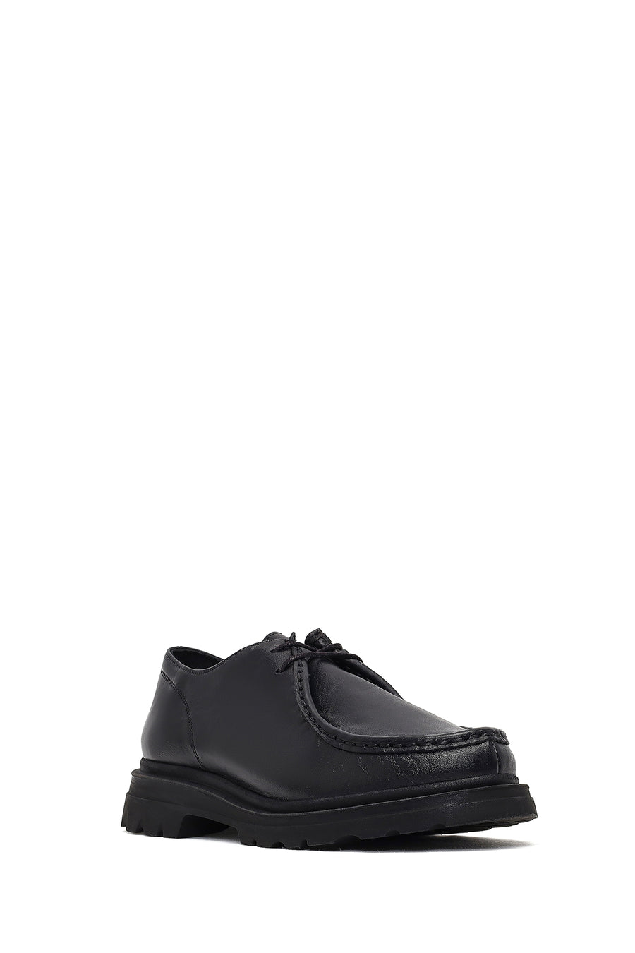 Woman Black Lace-up Leather Masculine Shoes