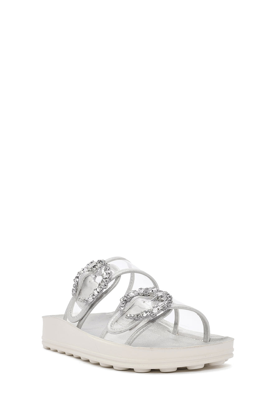 Women's Transparent Double Buckle Stone-Embellished Slippers