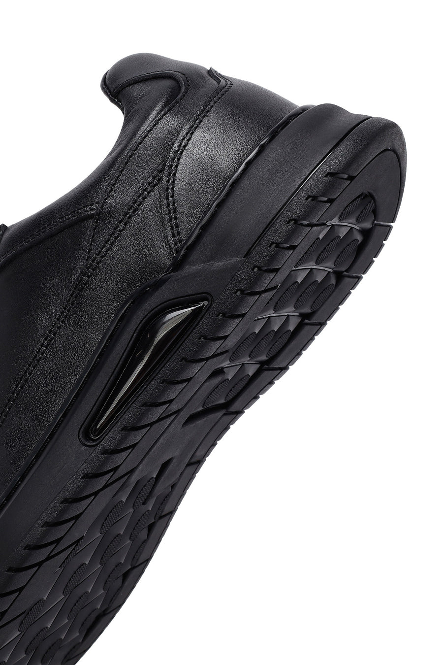 Erkek Siyah Bağcıklı Deri Casual Sneaker