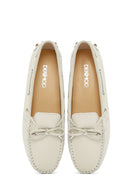 Woman Cream Leather Loafer | Derimod