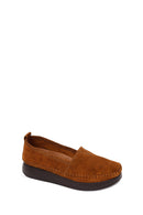Woman Tan Thick-Soled Suede Comfort Loafer | Derimod