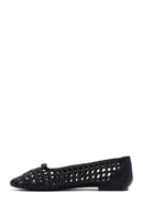 Women's Black Braided Ballerina | Derimod