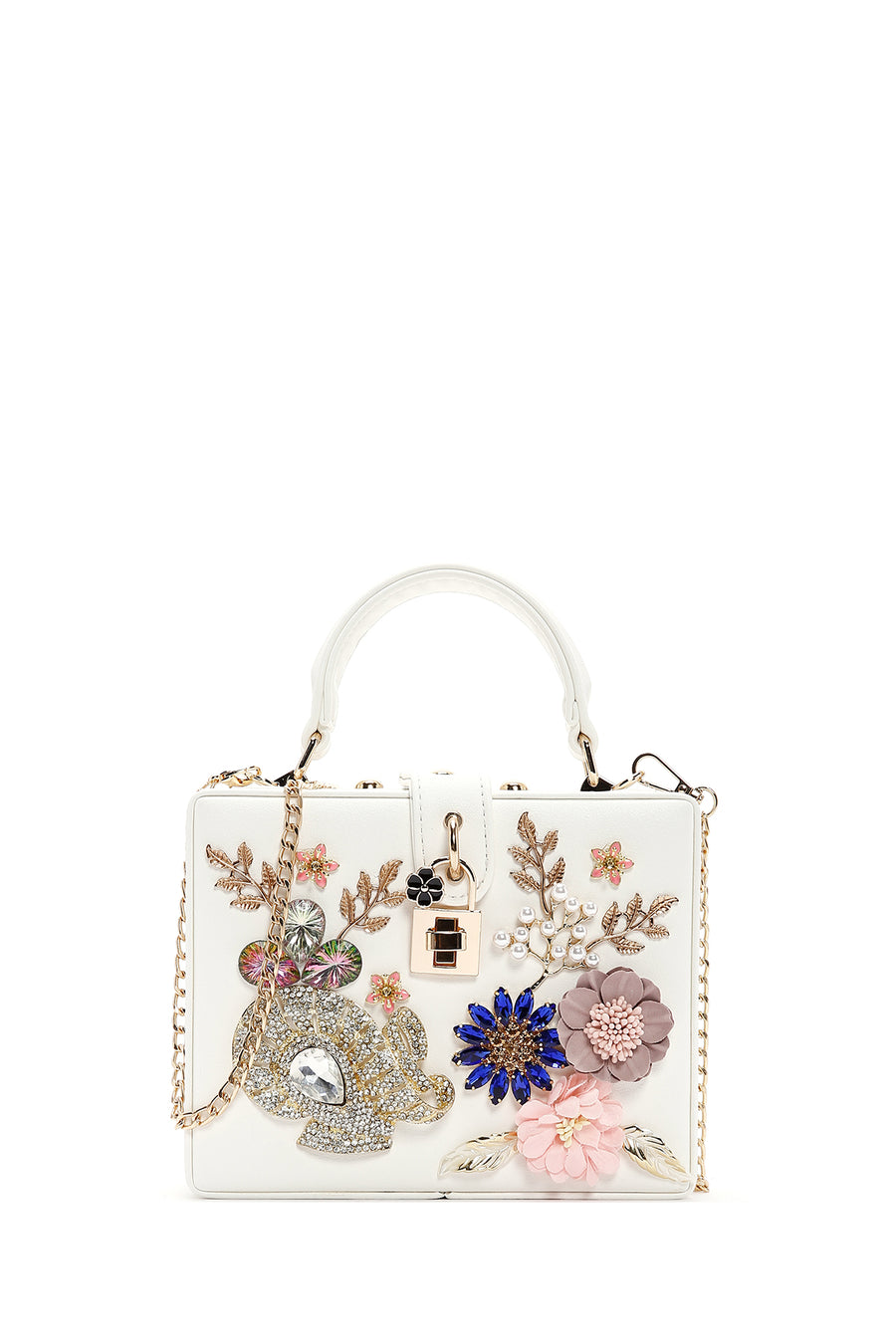 Kadın Beyaz Uzun Zincir Askılı Taşlı Kutu Mini Çapraz Çanta 25SBD2953TS | Derimod