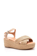 Women's Wedge Heeled Straw Sandals | Derimod