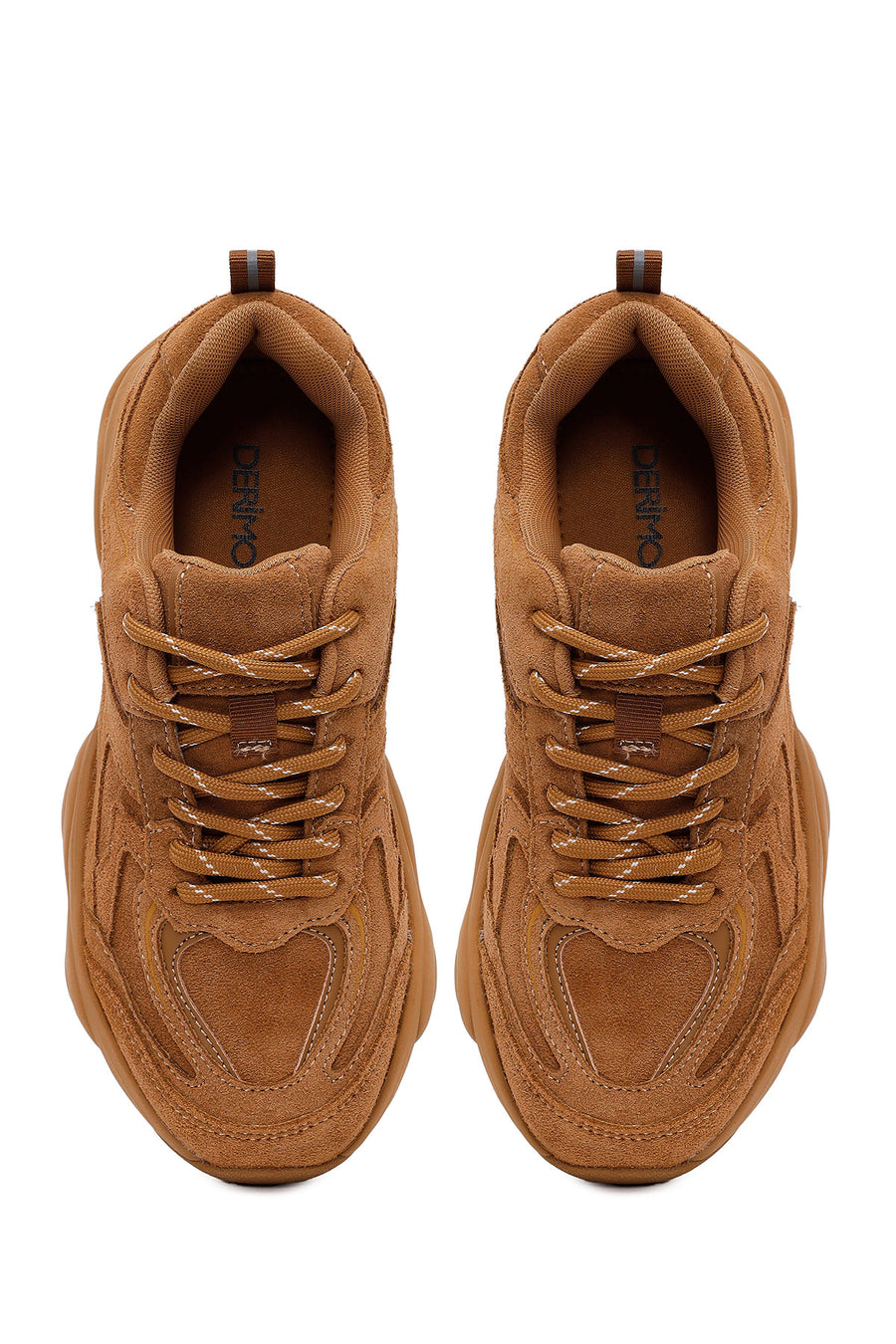 Kadın Vizon Bağcıklı Kalın Tabanlı Süet Deri Sneaker