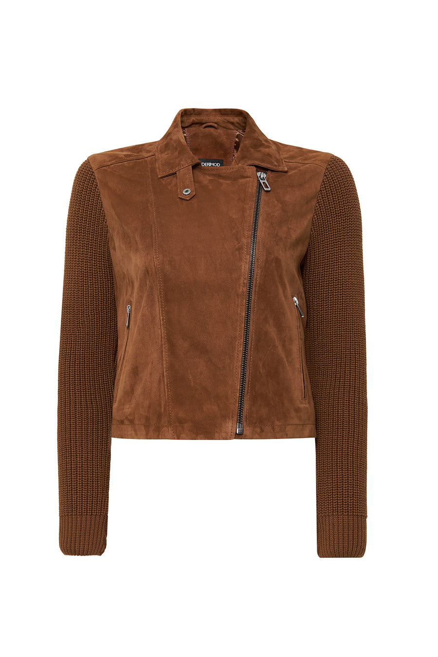 Marcy Women's Brown Double Breasted Suede Leather Jacket